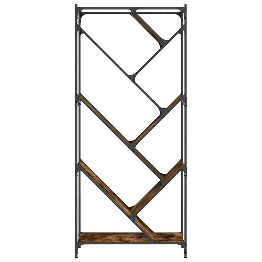 Bibliothèque chêne fumé 79x30x180 cm bois d'ingénierie et métal - 5