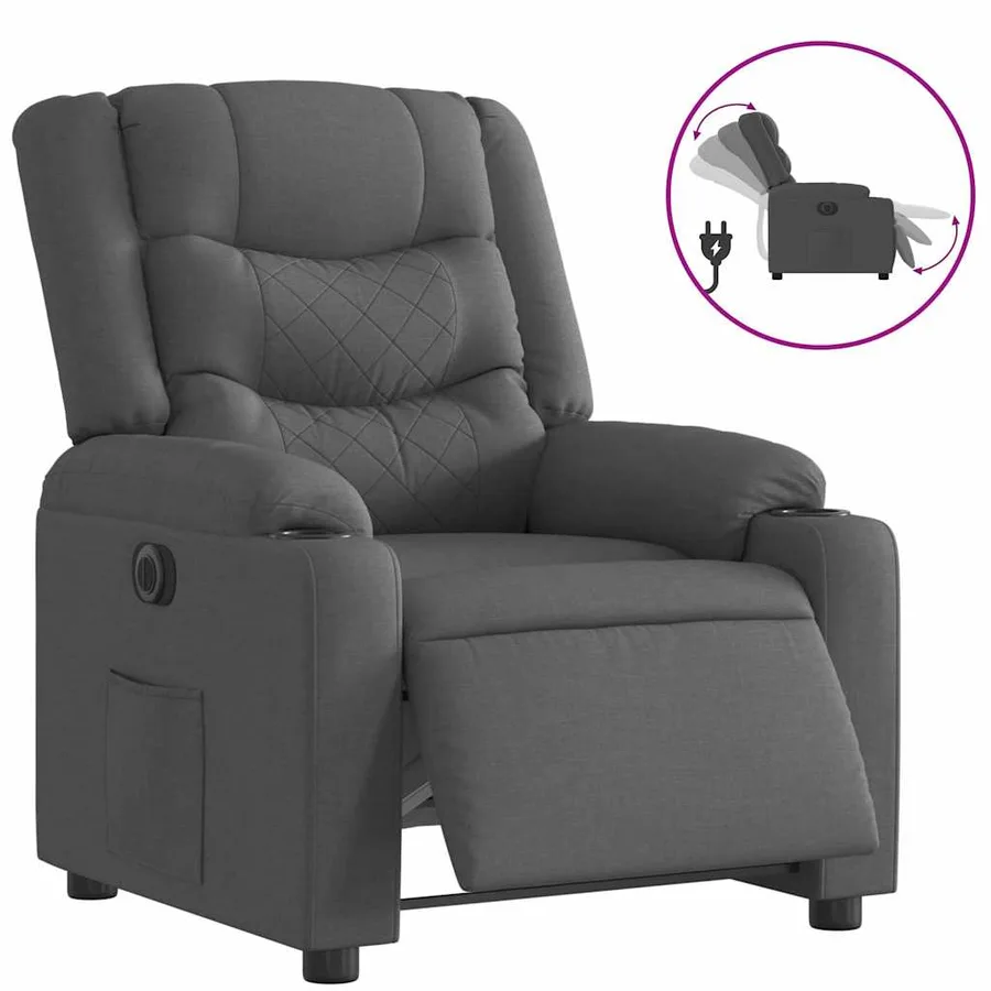 Fauteuil inclinable électrique Gris foncé Tissu - 2