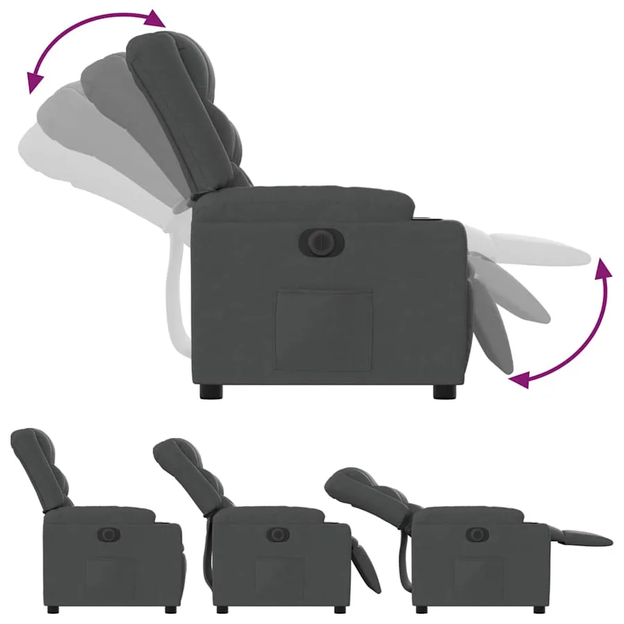 Fauteuil inclinable électrique Gris foncé Tissu - 7