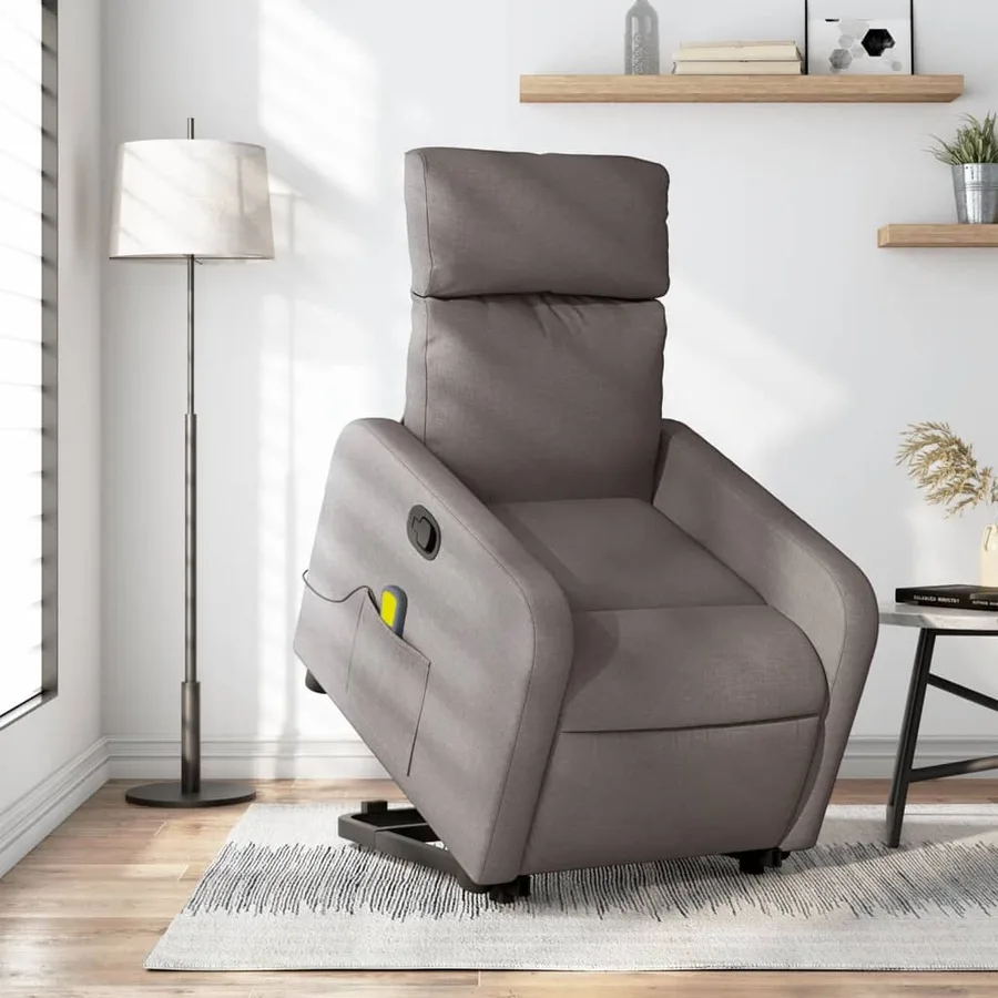 Fauteuil inclinable de massage Taupe Tissu - 15
