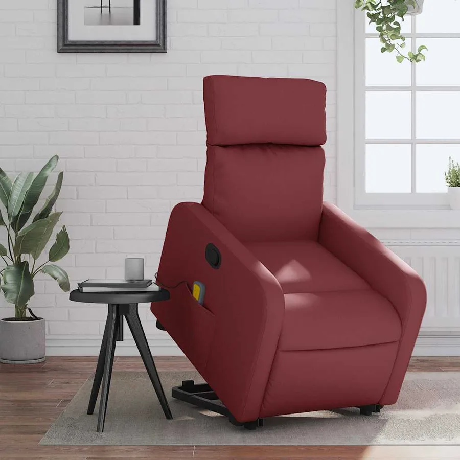 Fauteuil inclinable de massage Rouge bordeaux Similicuir - 16