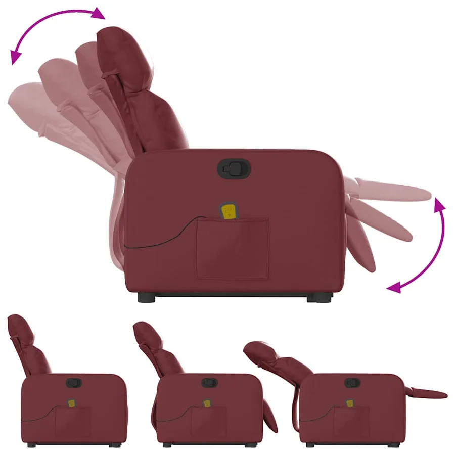 Fauteuil inclinable de massage Rouge bordeaux Similicuir - 7