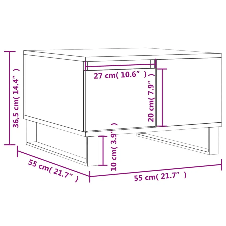 Table basse sonoma gris 55x55x36,5 cm bois d'ingénierie - 11