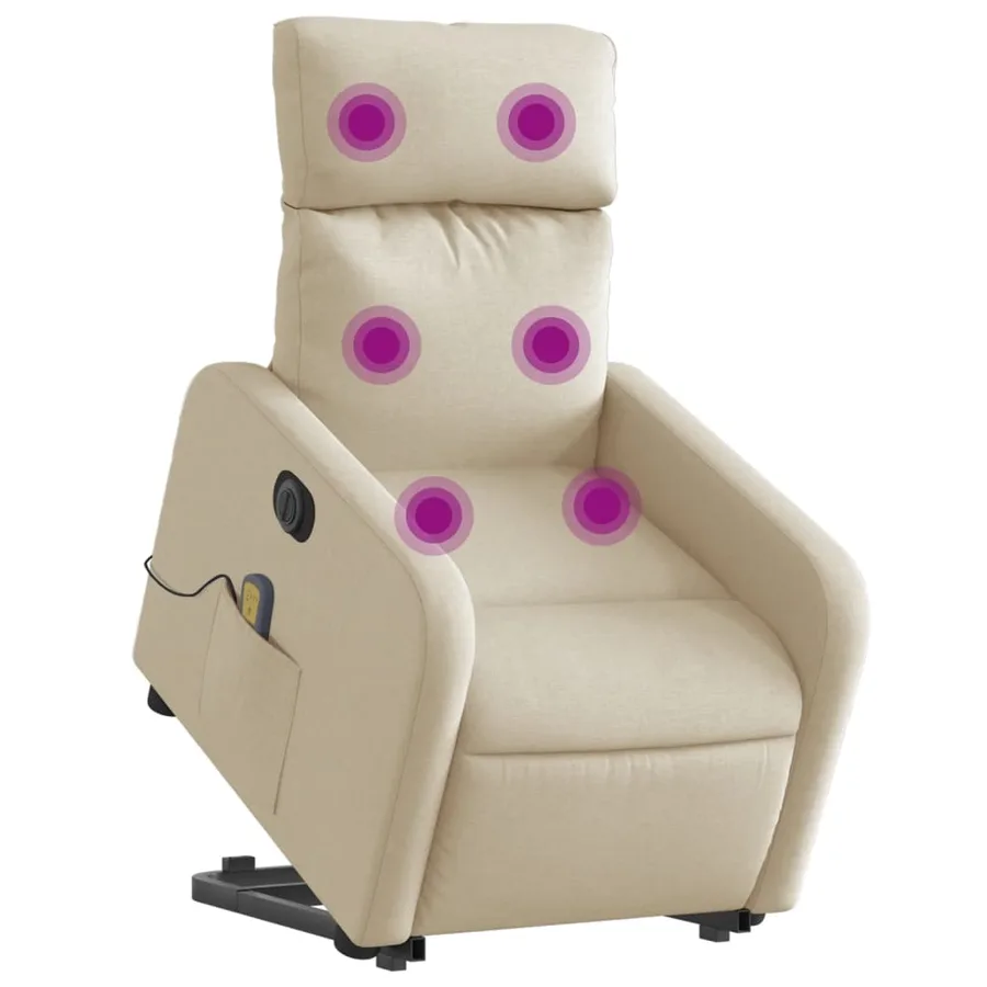 Fauteuil inclinable de massage électrique Crème Tissu - 3
