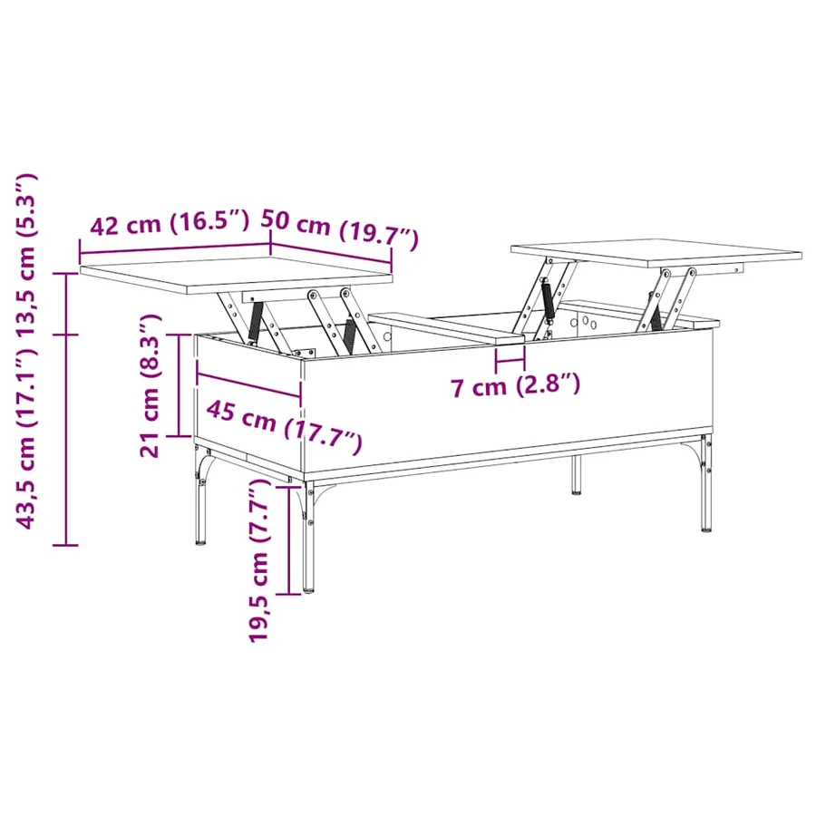 Table basse chêne sonoma 100x50x45cm bois d'ingénierie et métal - 11