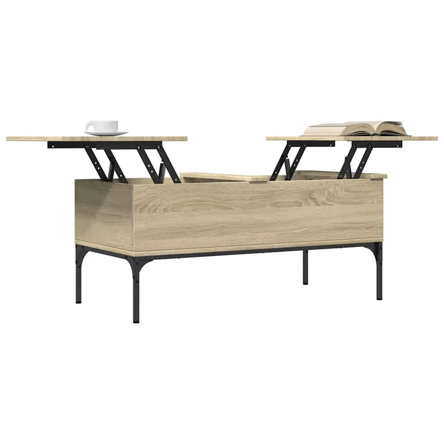 Table basse chêne sonoma 100x50x45cm bois d'ingénierie et métal - 4