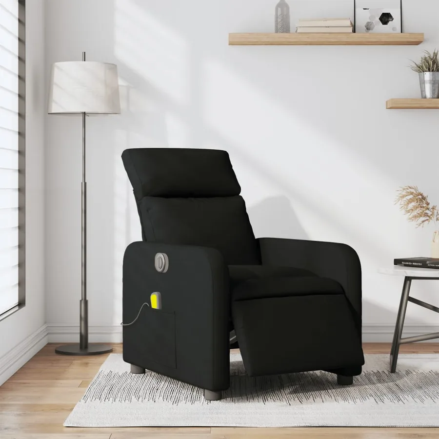 Fauteuil de massage inclinable électrique Noir Tissu - 15