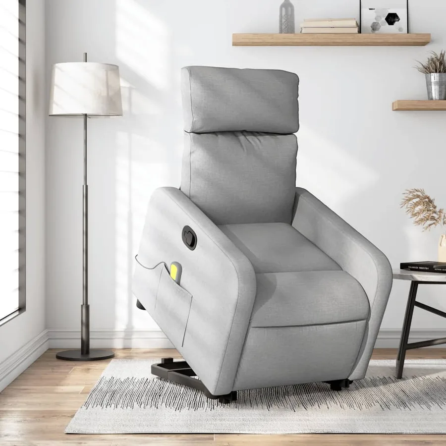 Fauteuil de massage inclinable Gris clair Tissu - 15