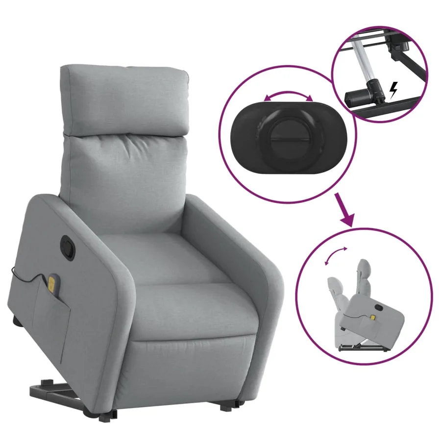 Fauteuil de massage inclinable Gris clair Tissu - 6