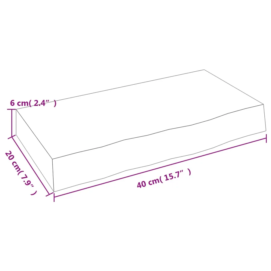 Étagère murale marron clair 40x20x6 cm bois chêne massif traité - 7
