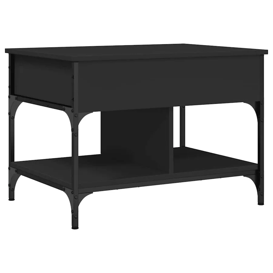 Table basse noir 70x50x50 cm bois d'ingénierie et métal - 7