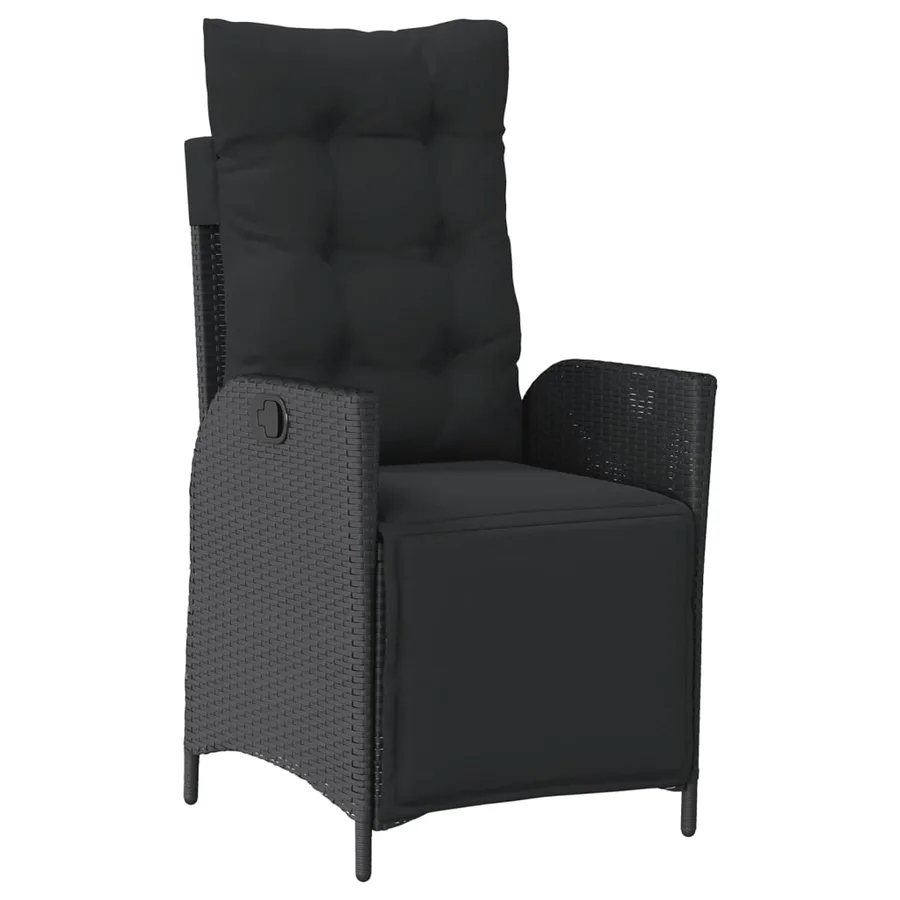 Chaise inclinable de jardin et repose-pied gris résine tressée - 14