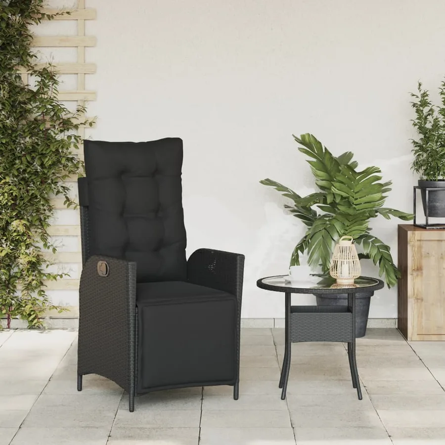 Chaise inclinable de jardin et repose-pied gris résine tressée - 15