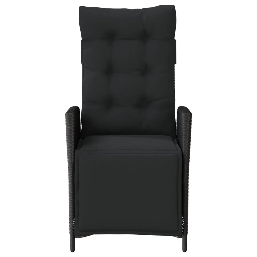 Chaise inclinable de jardin et repose-pied gris résine tressée - 16
