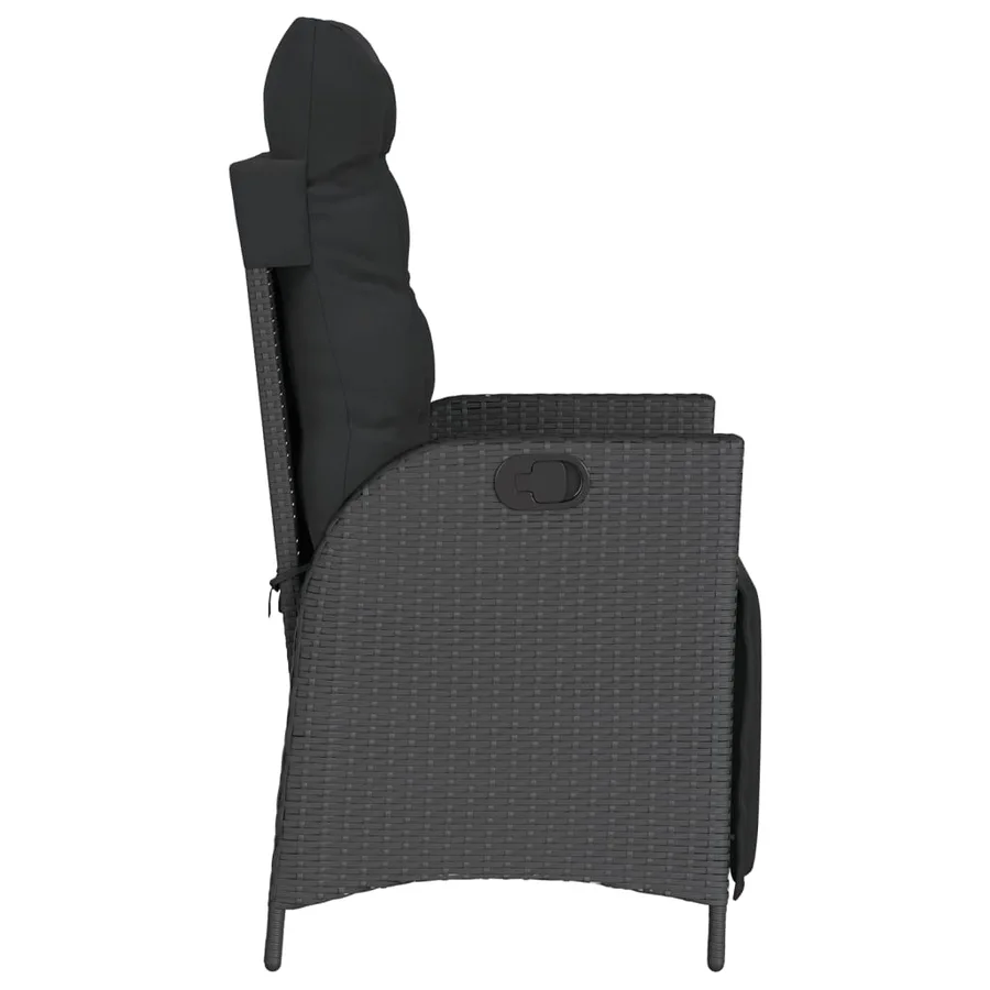 Chaise inclinable de jardin et repose-pied gris résine tressée - 17