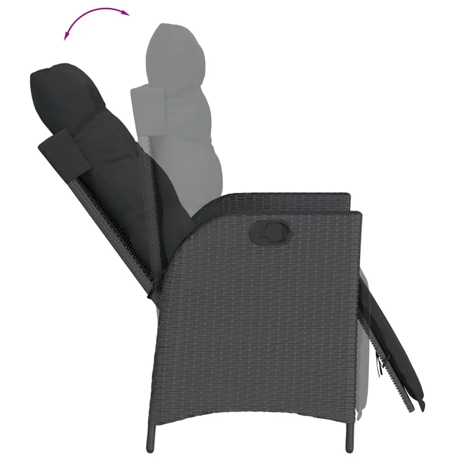 Chaise inclinable de jardin et repose-pied gris résine tressée - 19