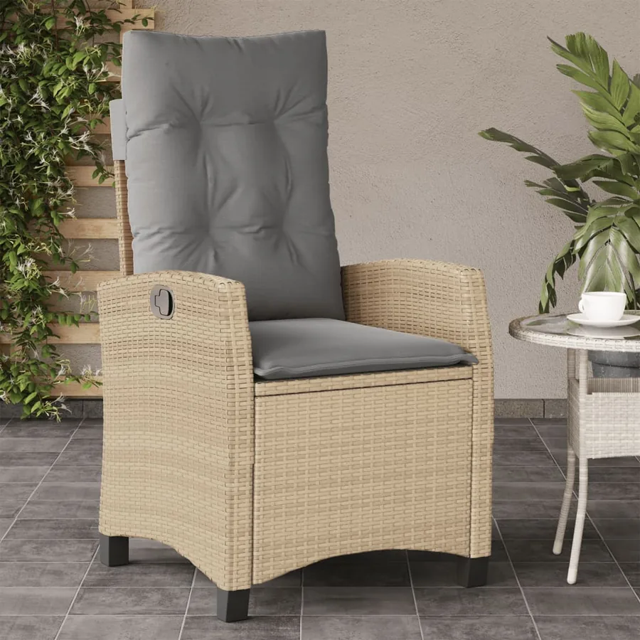 Chaise inclinable de jardin et repose-pied gris résine tressée - 25