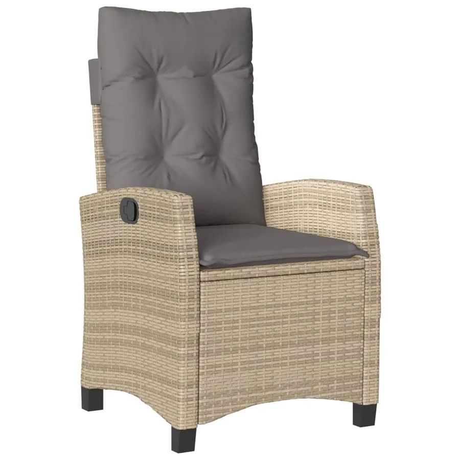 Chaise inclinable de jardin et repose-pied gris résine tressée - 26