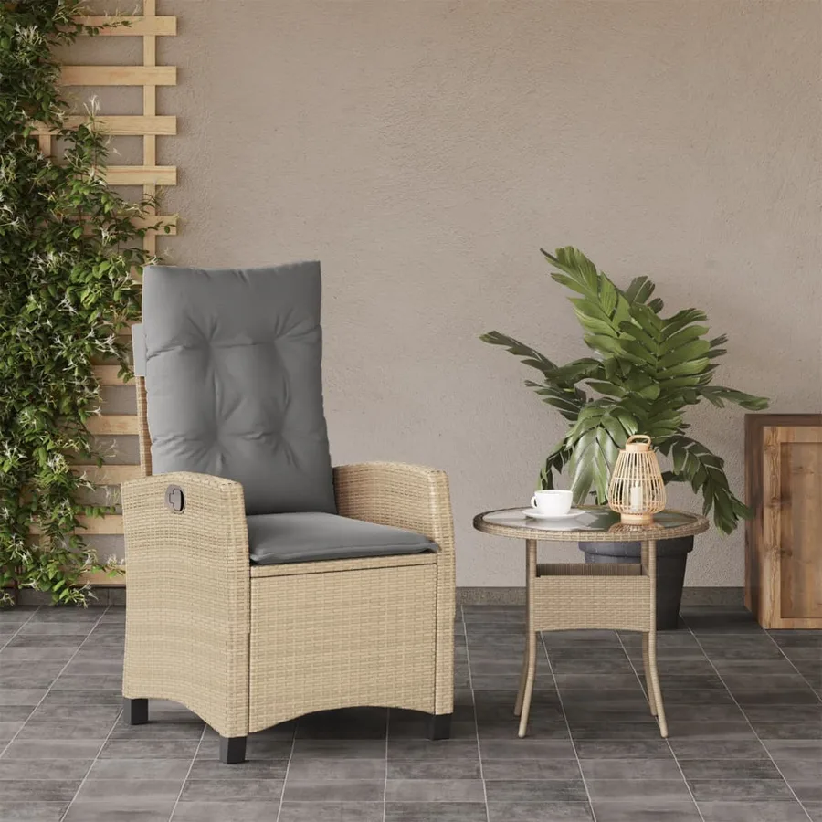 Chaise inclinable de jardin et repose-pied gris résine tressée - 27