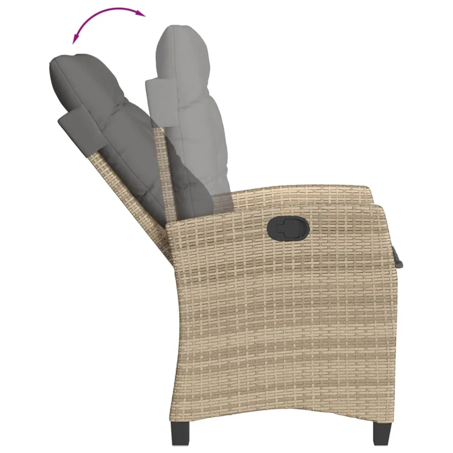 Chaise inclinable de jardin et repose-pied gris résine tressée - 31