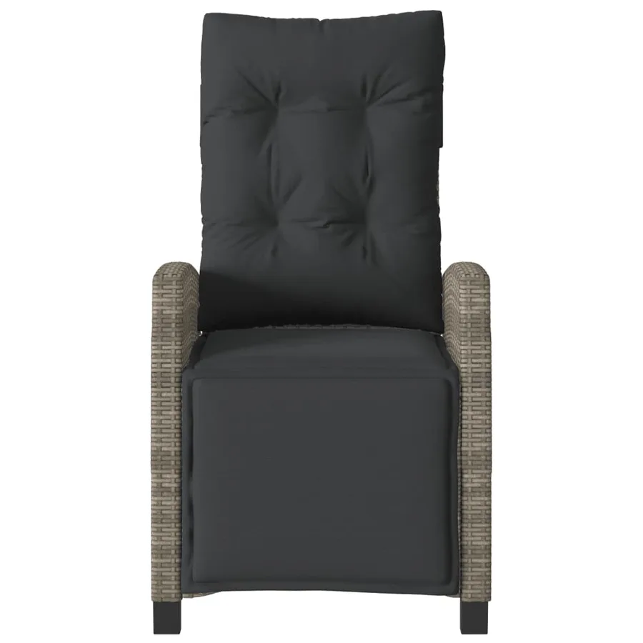 Chaise inclinable de jardin et repose-pied gris résine tressée - 4