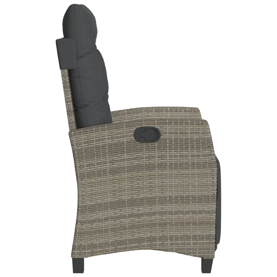 Chaise inclinable de jardin et repose-pied gris résine tressée - 5