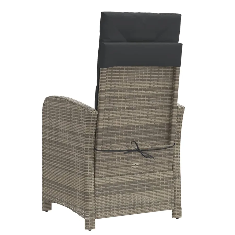 Chaise inclinable de jardin et repose-pied gris résine tressée - 6