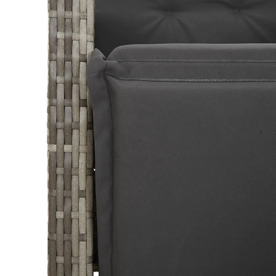 Chaise inclinable de jardin et repose-pied gris résine tressée - 9