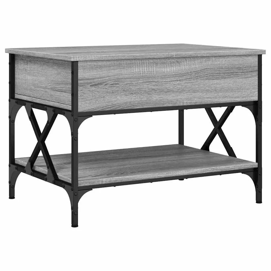 Table basse sonoma gris 70x50x50 cm bois d'ingénierie et métal - 7