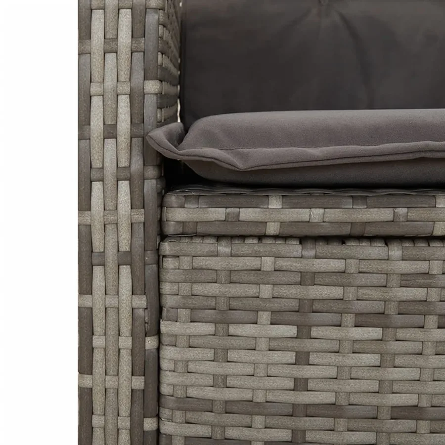 Chaises inclinables de jardin lot de 2 et coussins gris rotin - 10