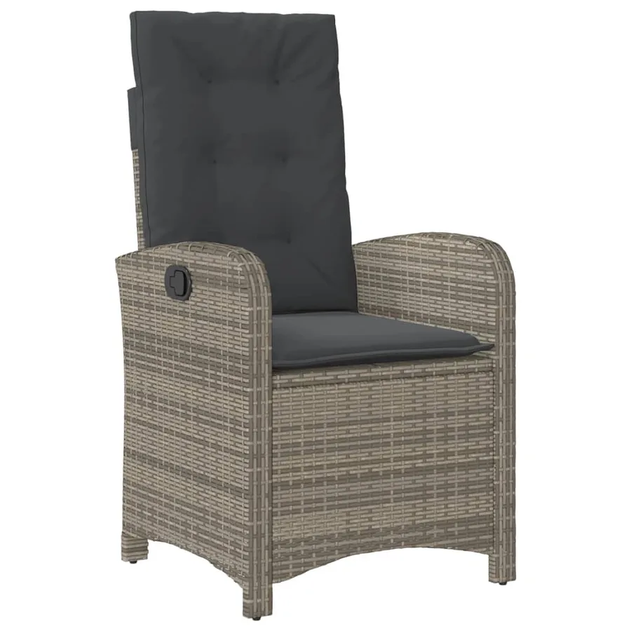 Chaises inclinables de jardin lot de 2 et coussins gris rotin - 4