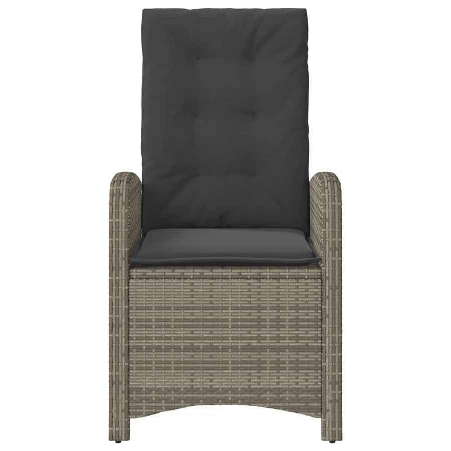 Chaises inclinables de jardin lot de 2 et coussins gris rotin - 5