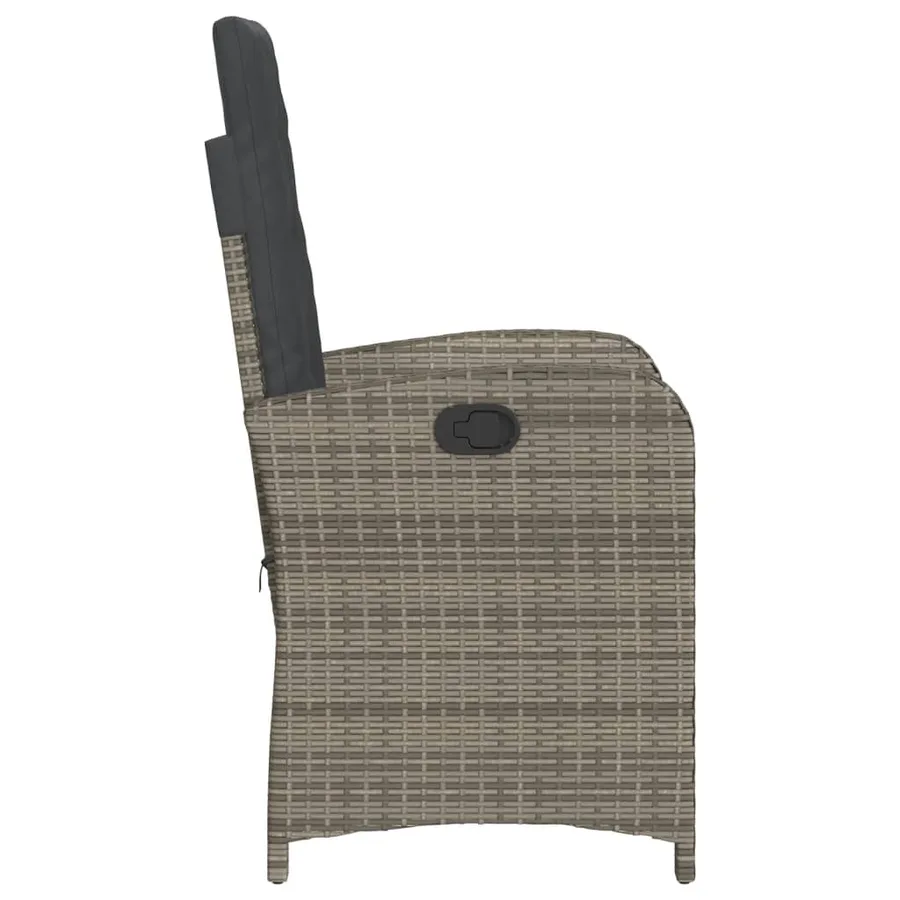 Chaises inclinables de jardin lot de 2 et coussins gris rotin - 6