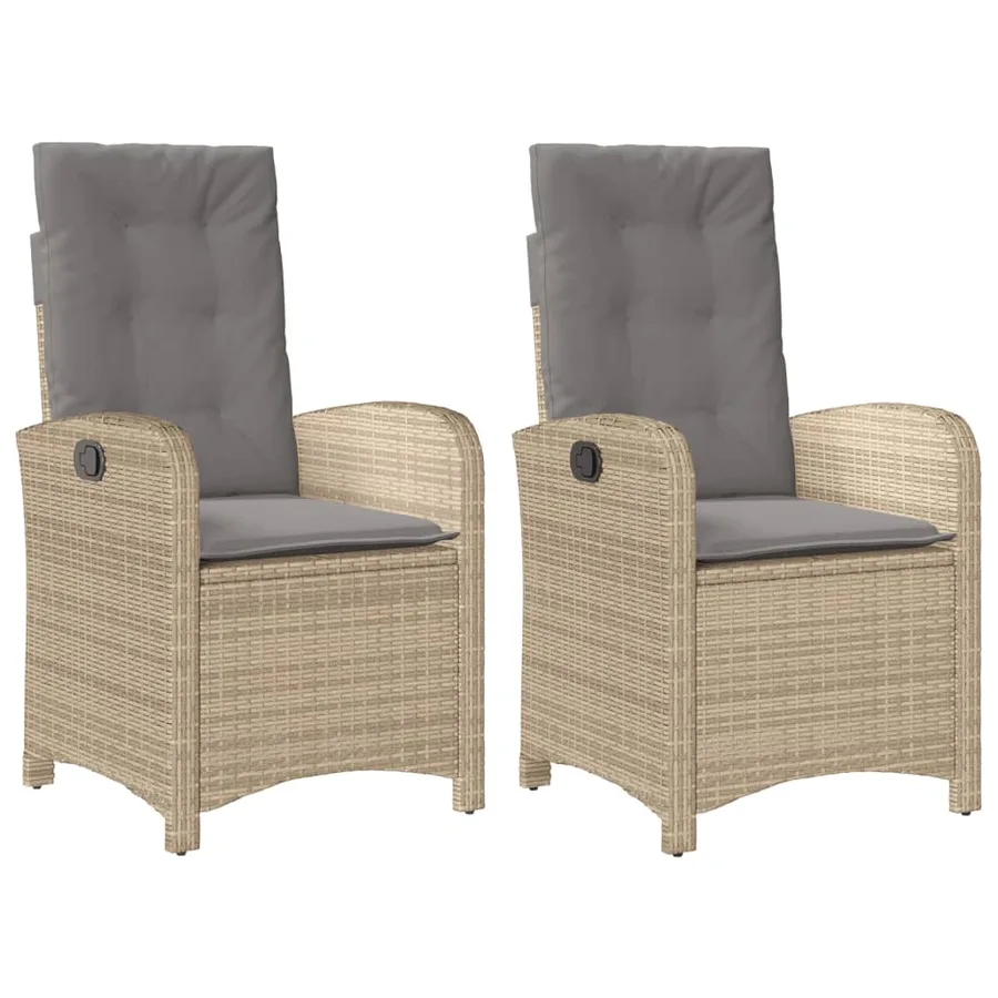 Chaises inclinables jardin lot de 2 et coussins résine tressée - 2
