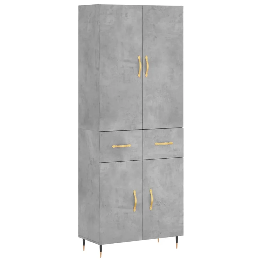 Buffet haut Gris béton 69,5x34x180 cm Bois d'ingénierie - 2