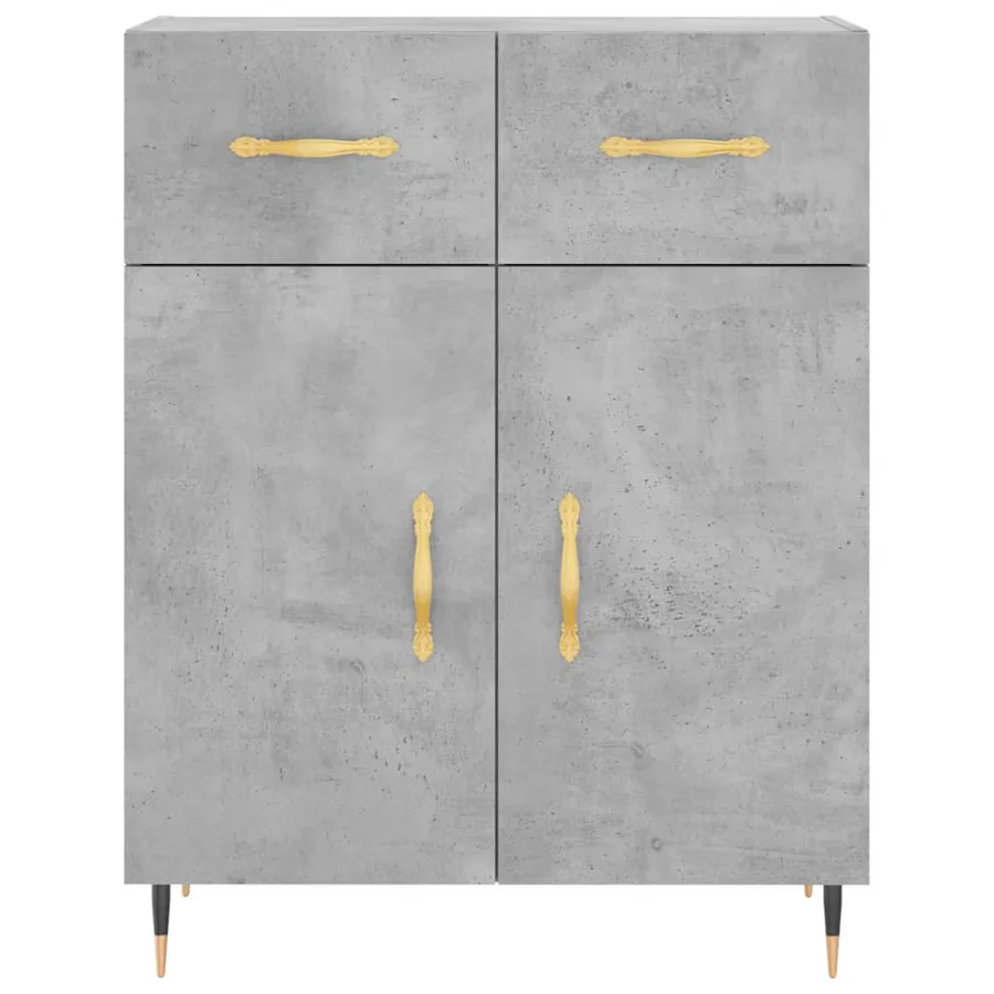 Buffet haut Gris béton 69,5x34x180 cm Bois d'ingénierie - 7