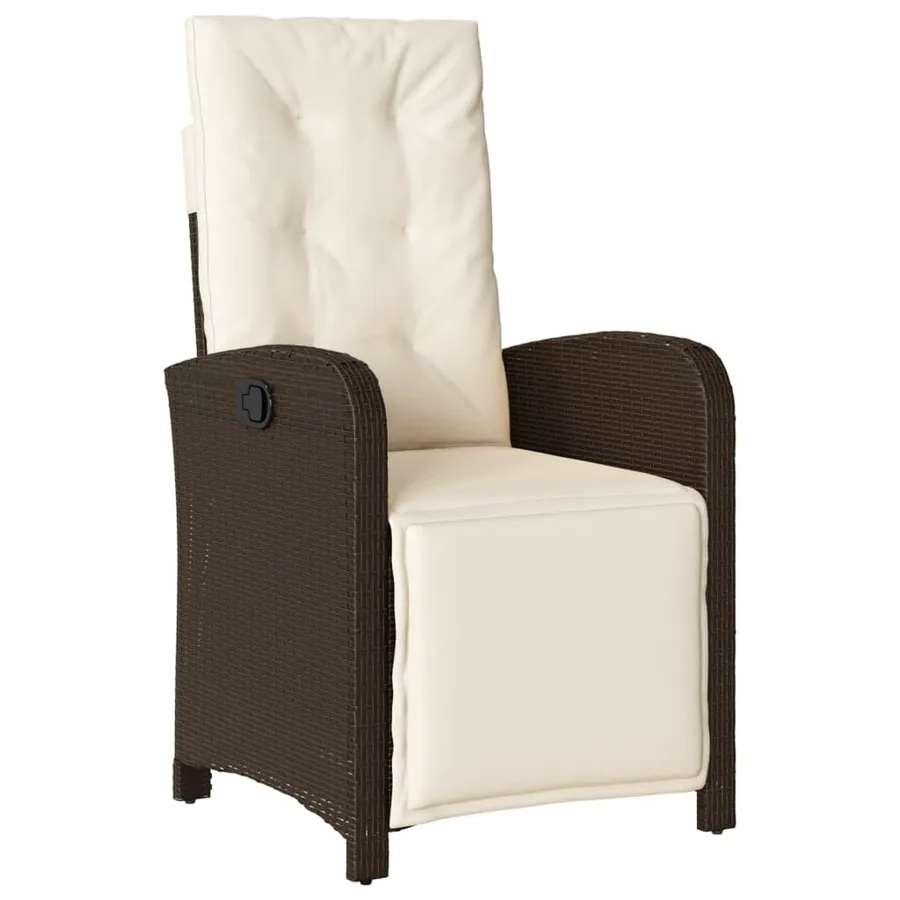 Chaise inclinable de jardin avec repose-pied gris clair rotin - 14