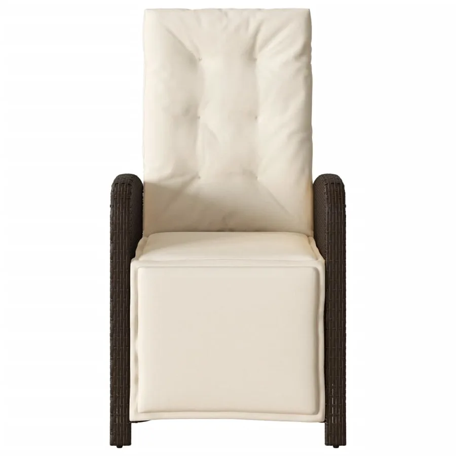 Chaise inclinable de jardin avec repose-pied gris clair rotin - 16