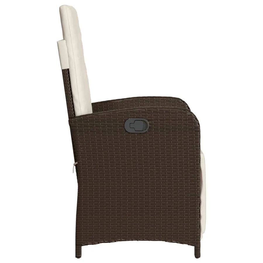 Chaise inclinable de jardin avec repose-pied gris clair rotin - 17
