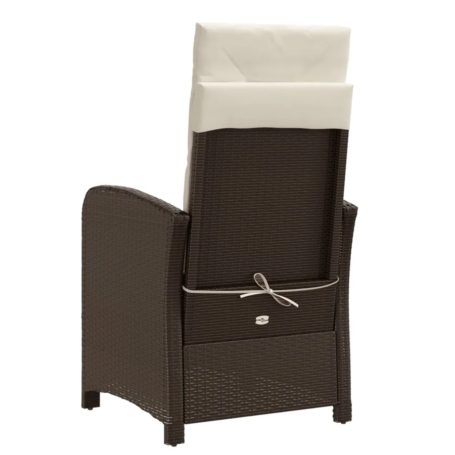 Chaise inclinable de jardin avec repose-pied gris clair rotin - 18