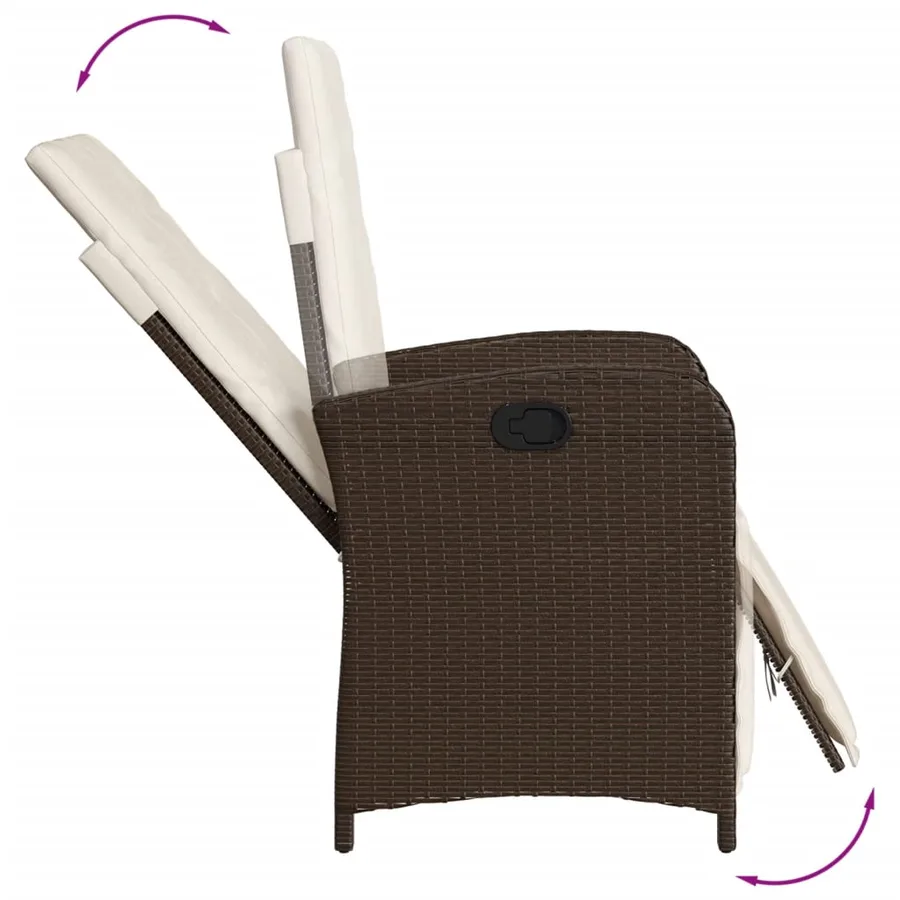Chaise inclinable de jardin avec repose-pied gris clair rotin - 19