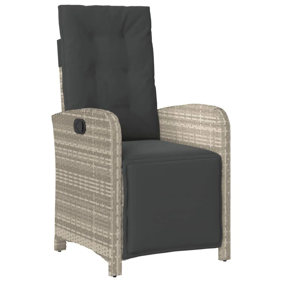 Chaise inclinable de jardin avec repose-pied gris clair rotin - 2