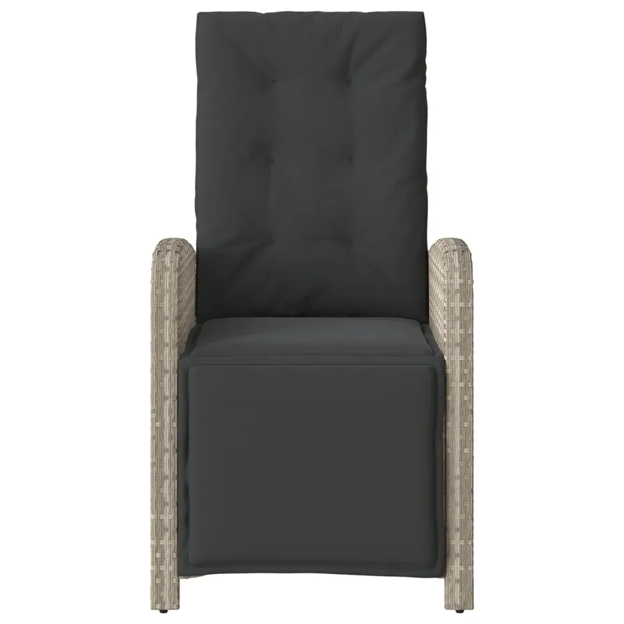 Chaise inclinable de jardin avec repose-pied gris clair rotin - 4