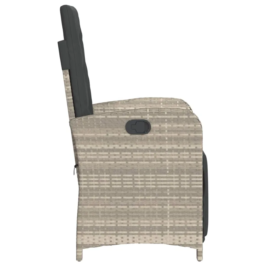 Chaise inclinable de jardin avec repose-pied gris clair rotin - 5