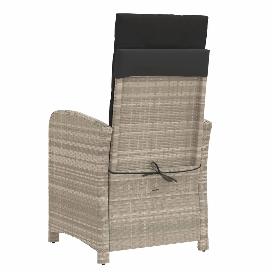 Chaise inclinable de jardin avec repose-pied gris clair rotin - 6