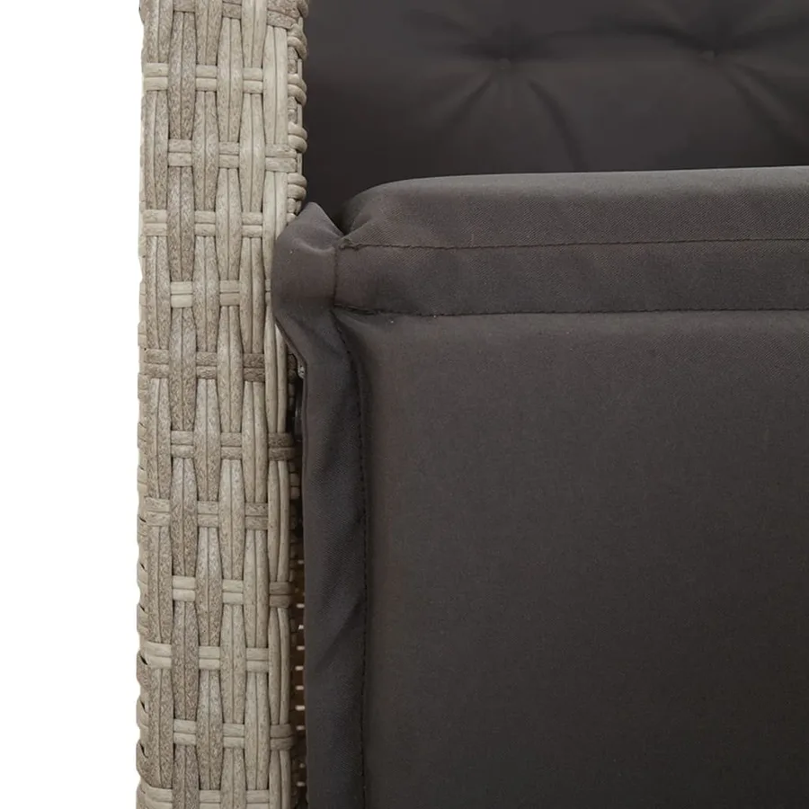 Chaise inclinable de jardin avec repose-pied gris clair rotin - 9