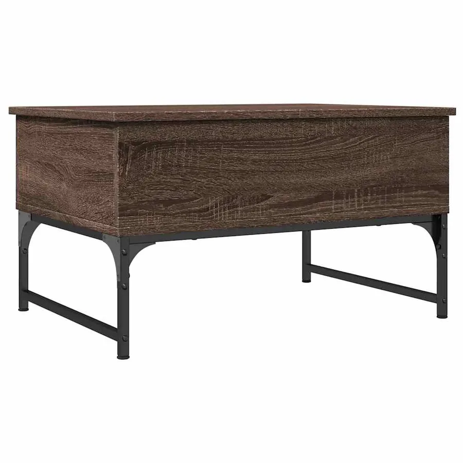Table basse chêne marron 70x50x40 cm bois d'ingénierie et métal - 2