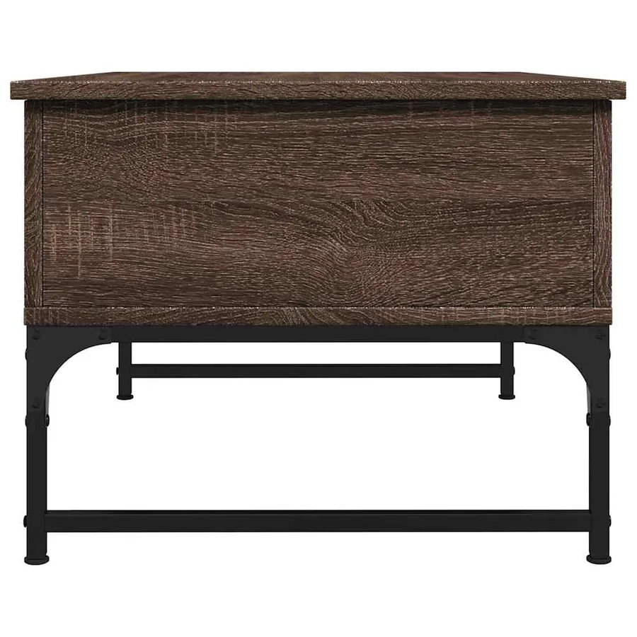 Table basse chêne marron 70x50x40 cm bois d'ingénierie et métal - 6