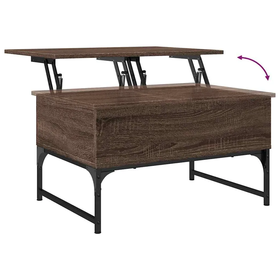 Table basse chêne marron 70x50x40 cm bois d'ingénierie et métal - 8