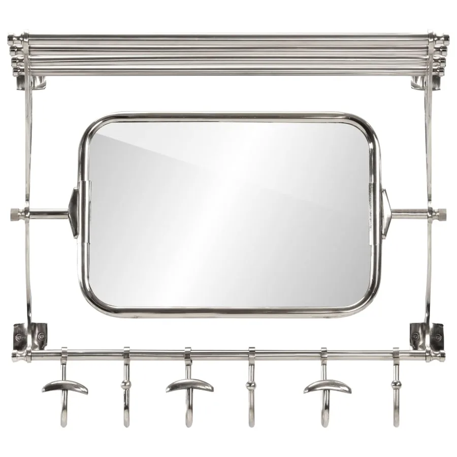 Porte-bagages avec cintres et miroir mural aluminium - 2